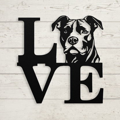 Pitbull Love Metal Wall Sign - BullyBellyMetal Sign