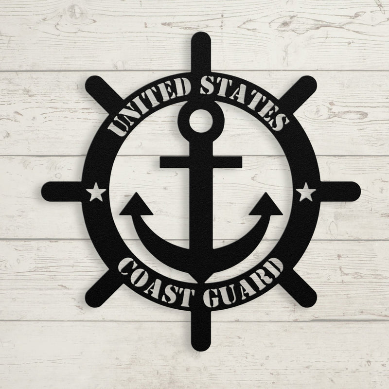 Protecting Our Shores: United States Coast Guard Metal Wall Art - BullyBellyWall ArtteelaunchMTS12BLACK