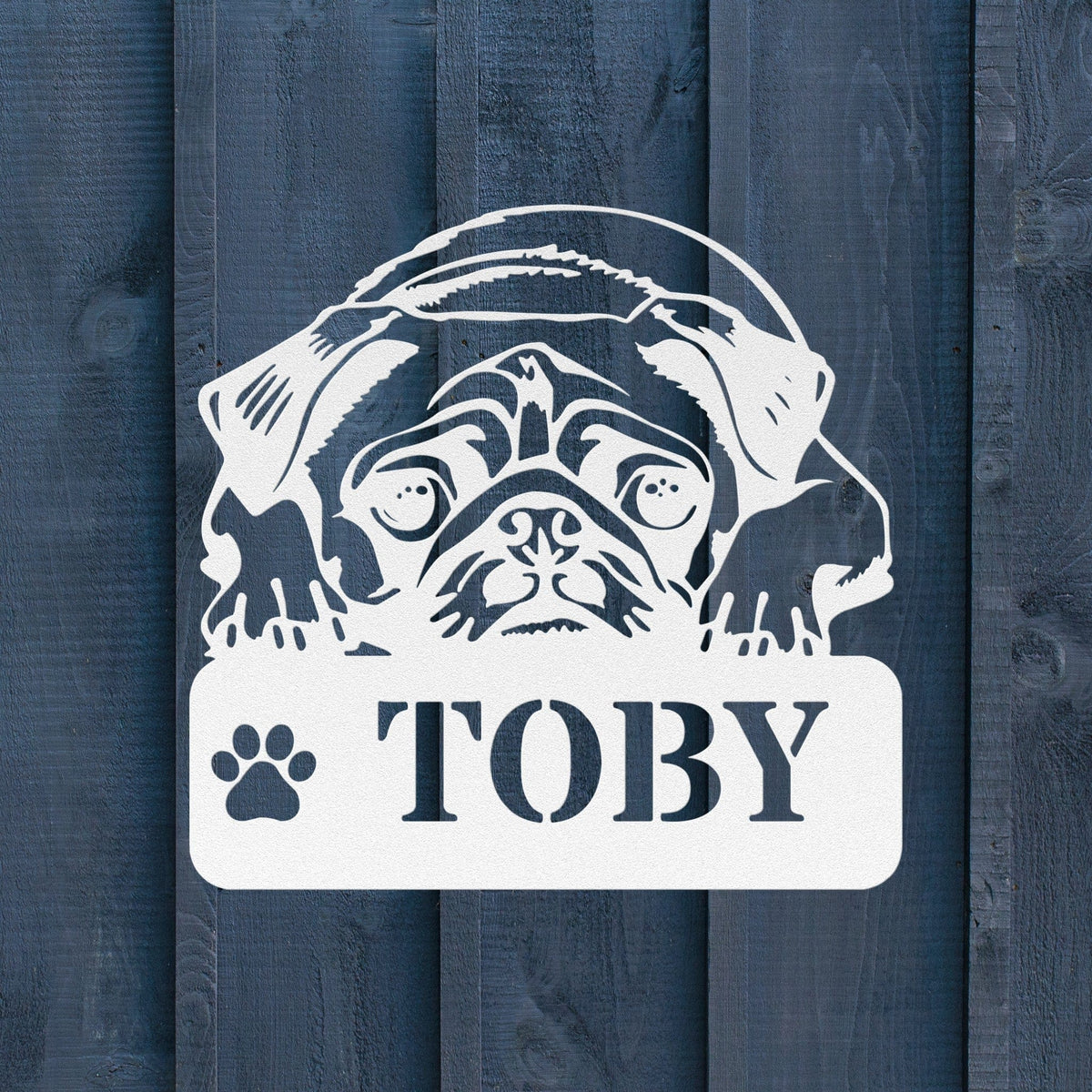 Pug Metal Name Sign - BullyBellyWall Art