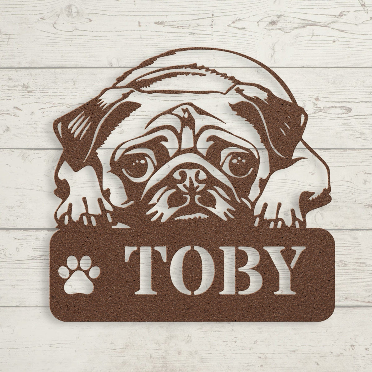 Pug Metal Name Sign - BullyBellyWall Art