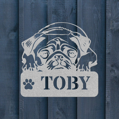 Pug Metal Name Sign - BullyBellyMetal Sign