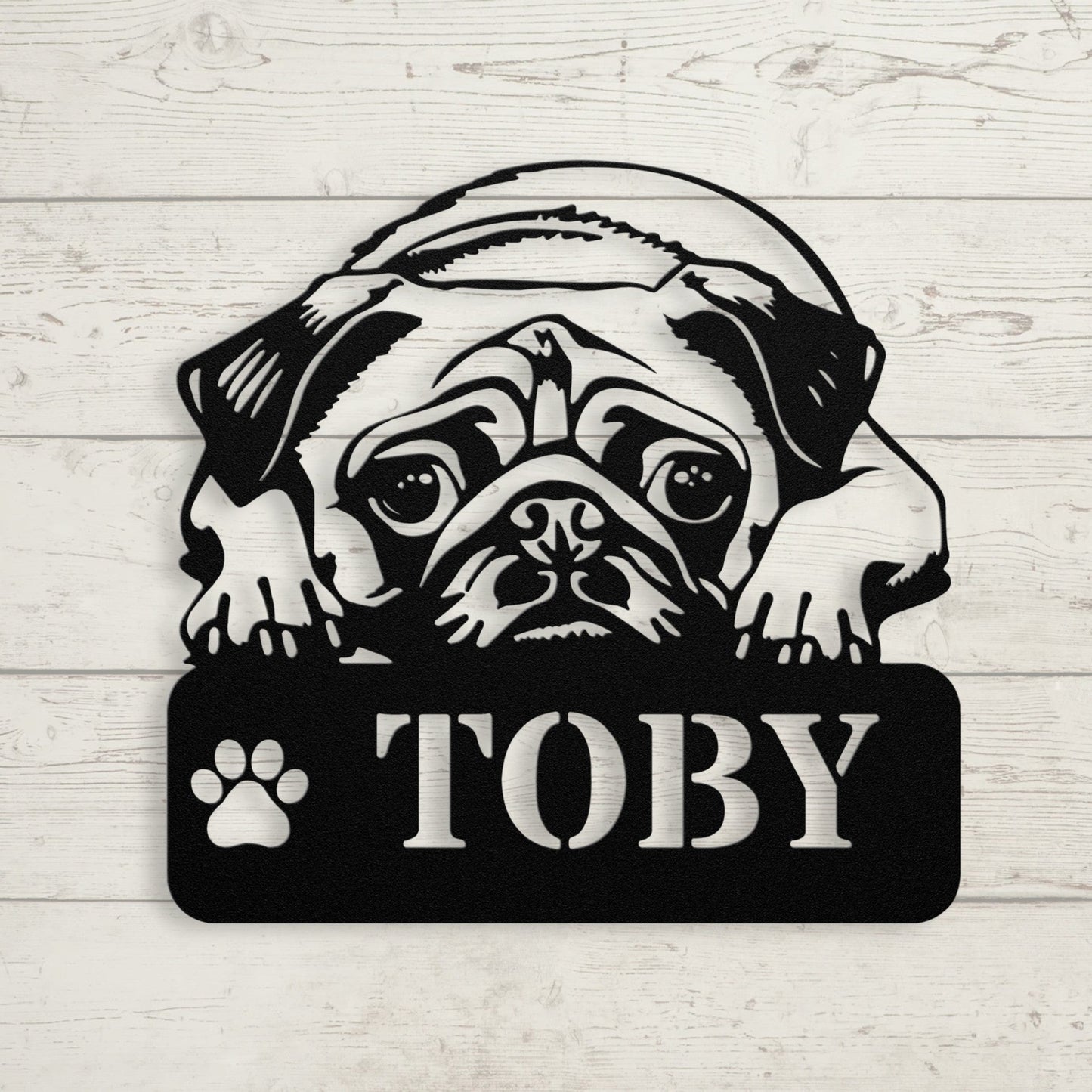 Pug Metal Name Sign - BullyBellyMetal Sign