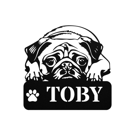 Pug Metal Name Sign - BullyBellyMetal Sign