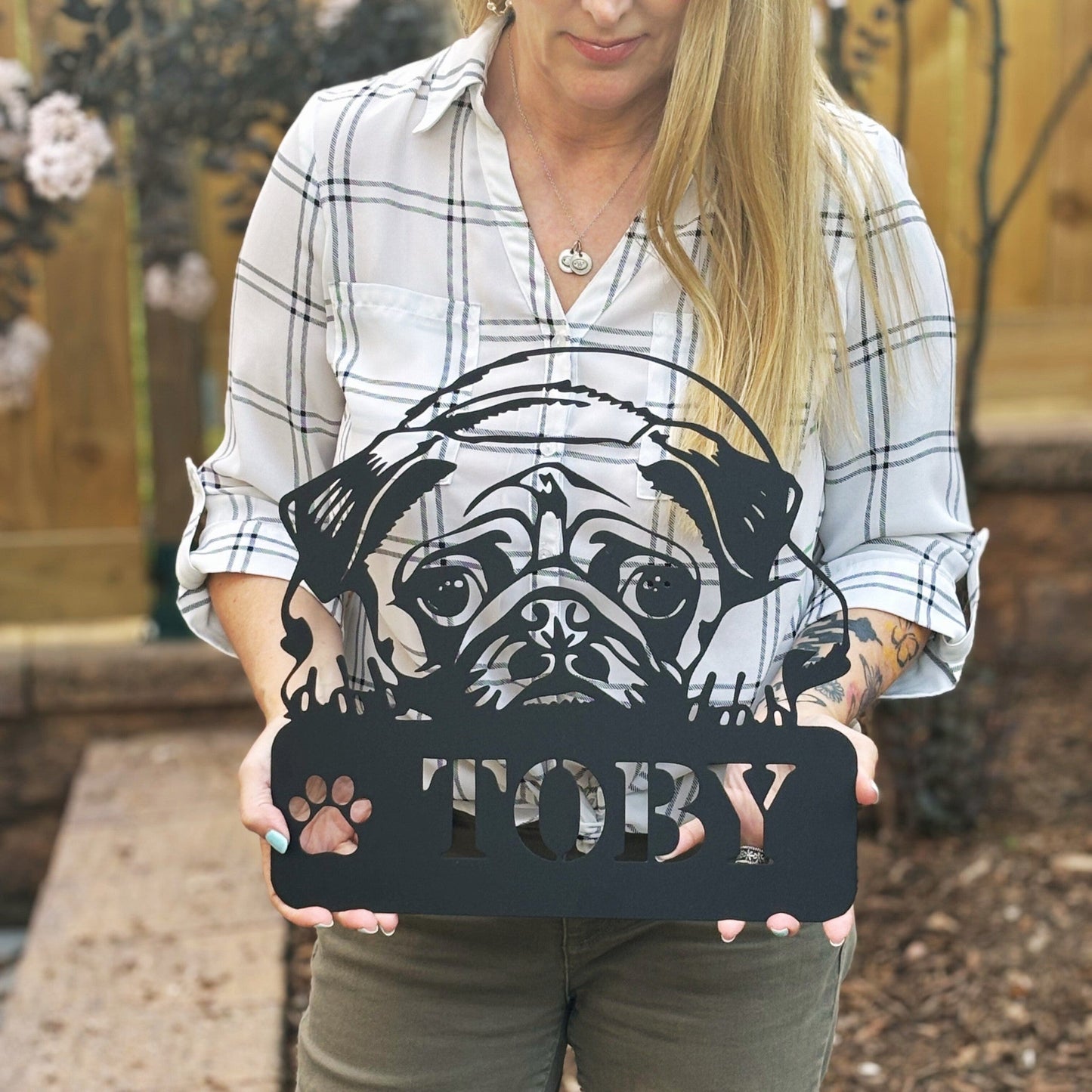 Pug Metal Name Sign - BullyBellyMetal Sign