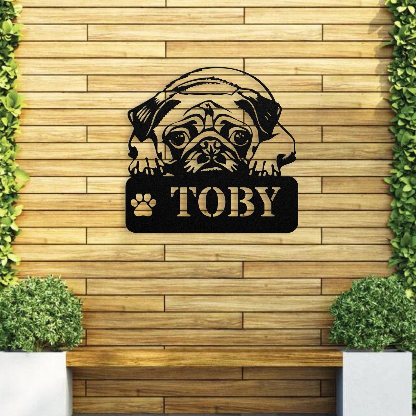 Pug Metal Name Sign - BullyBellyMetal Sign