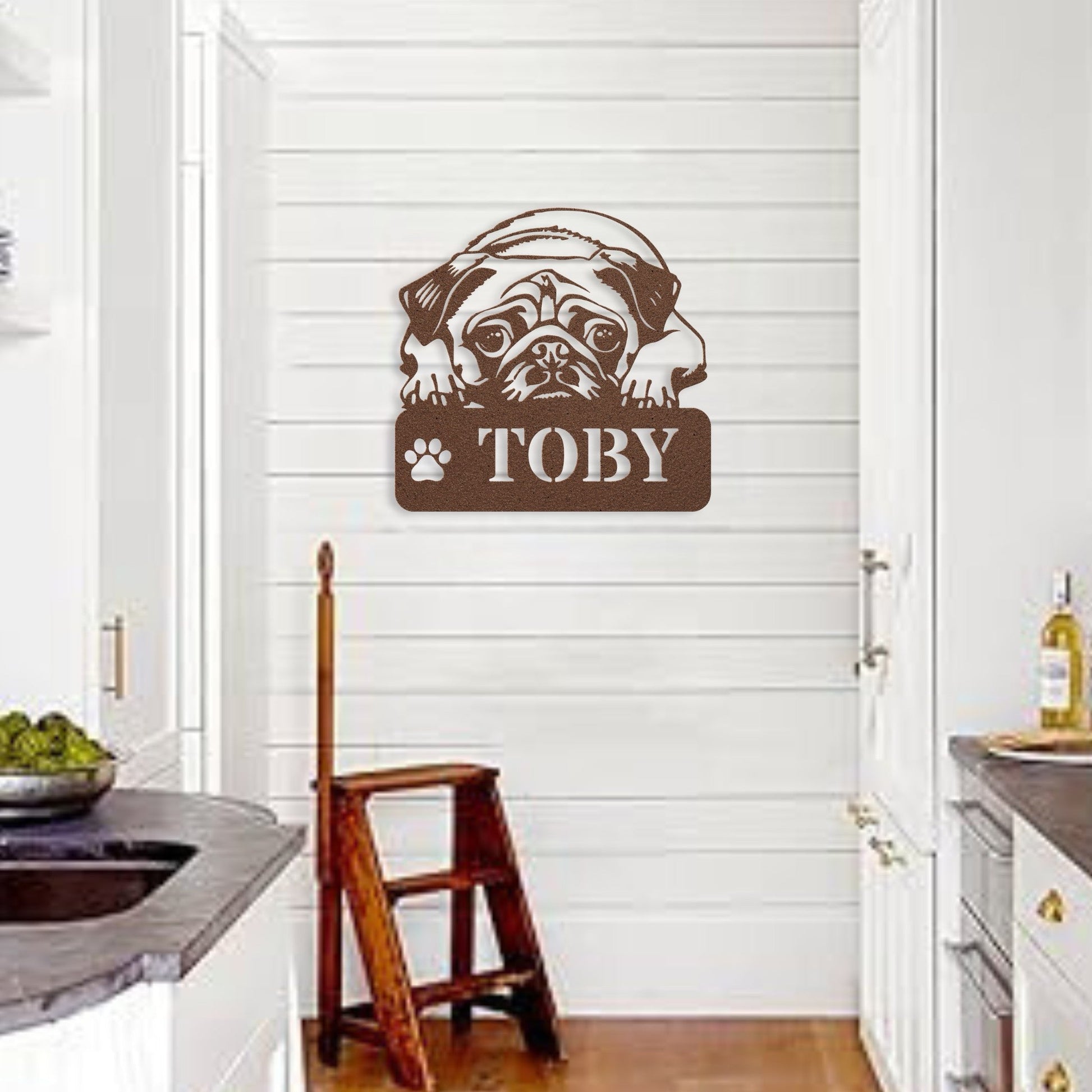 Pug Metal Name Sign - BullyBellyMetal Sign
