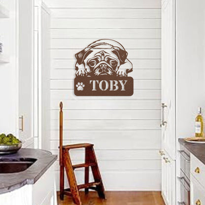 Pug Metal Name Sign - BullyBellyMetal Sign