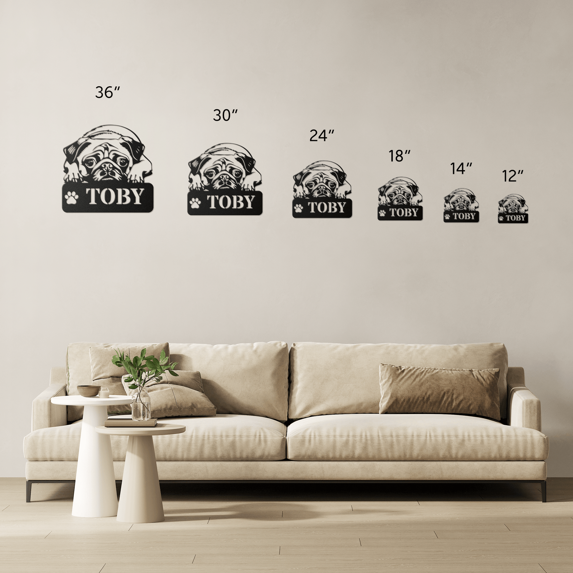 Pug-tastic Metal Name Sign - BullyBellyMetal Sign