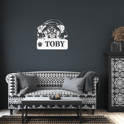 Pug-tastic Metal Name Sign - BullyBellyMetal Sign