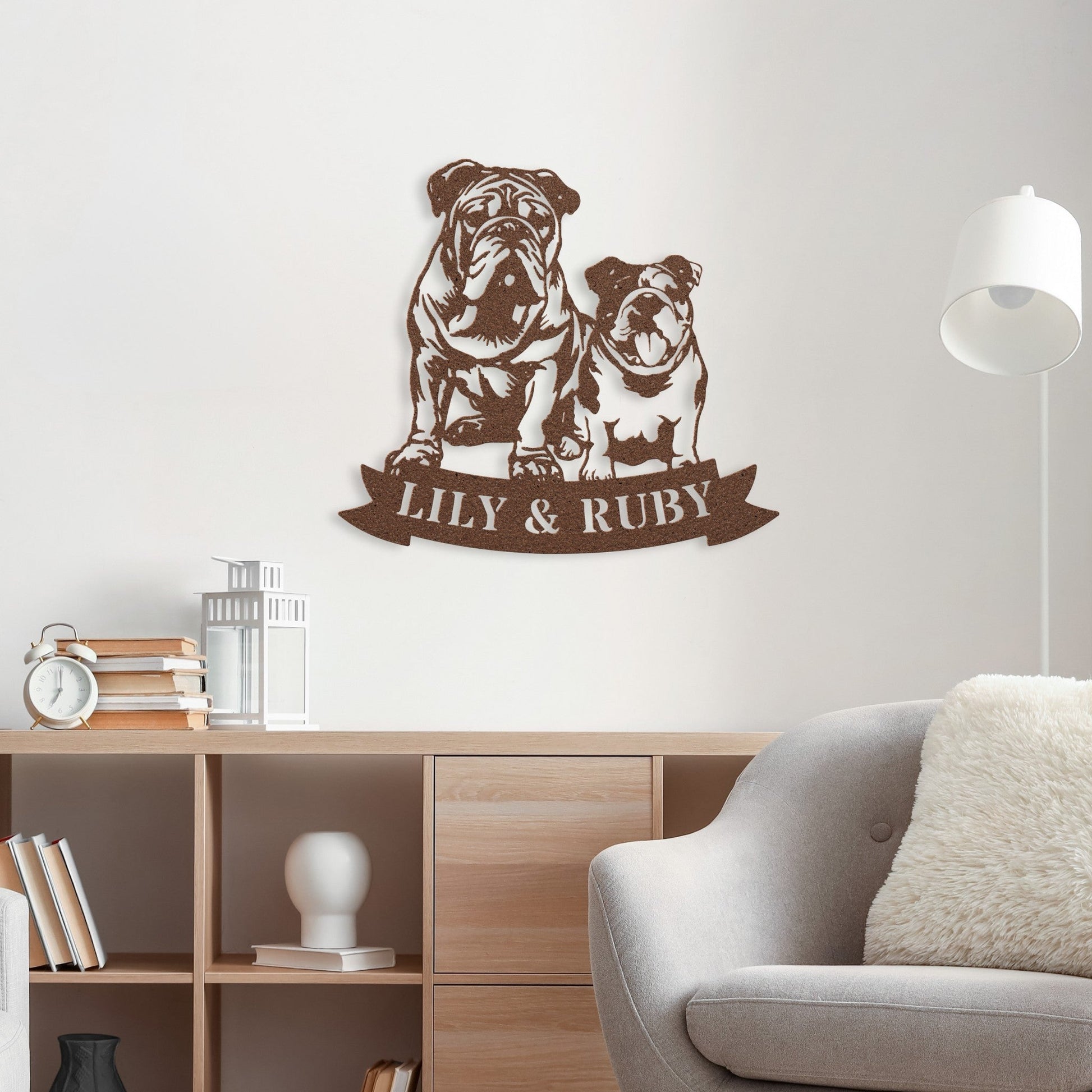 Sibling Paws: Custom English Bulldog Duo - BullyBellyMetal Sign