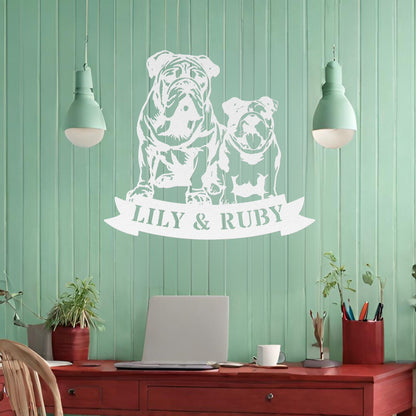 Sibling Paws: Custom English Bulldog Duo - BullyBellyMetal Sign