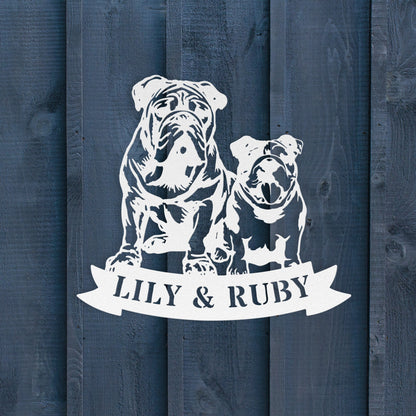 Sibling Paws: Custom English Bulldog Duo - BullyBellyMetal Sign