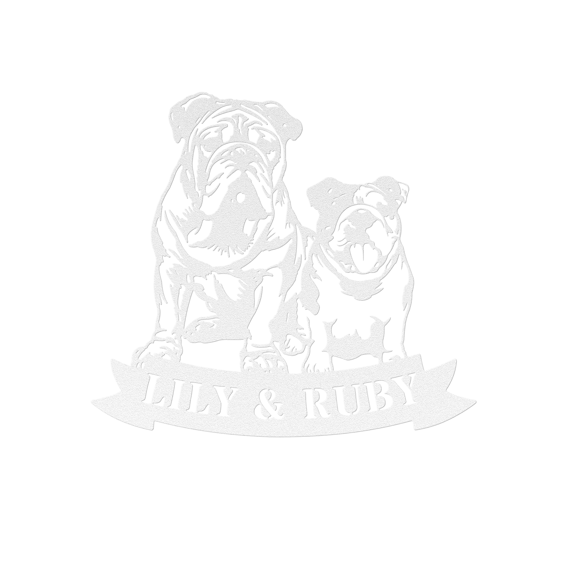 Sibling Paws: English Bulldog Duo Metal Wall Art - BullyBellyMetal Sign