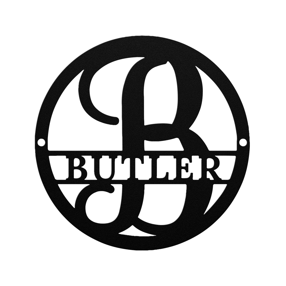 Split Letter Circle Monogram Metal Sign - BullyBellyMetal Sign