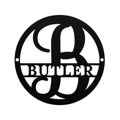 Split Letter Circle Monogram Metal Sign - BullyBellyMetal Sign