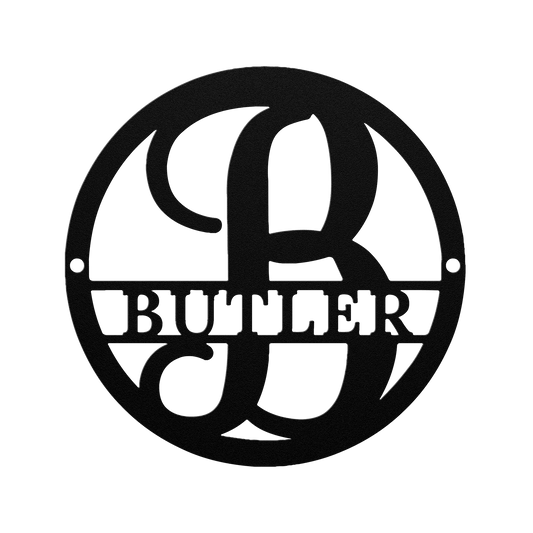 Split Letter Circle Monogram Metal Sign - BullyBellyMetal Sign
