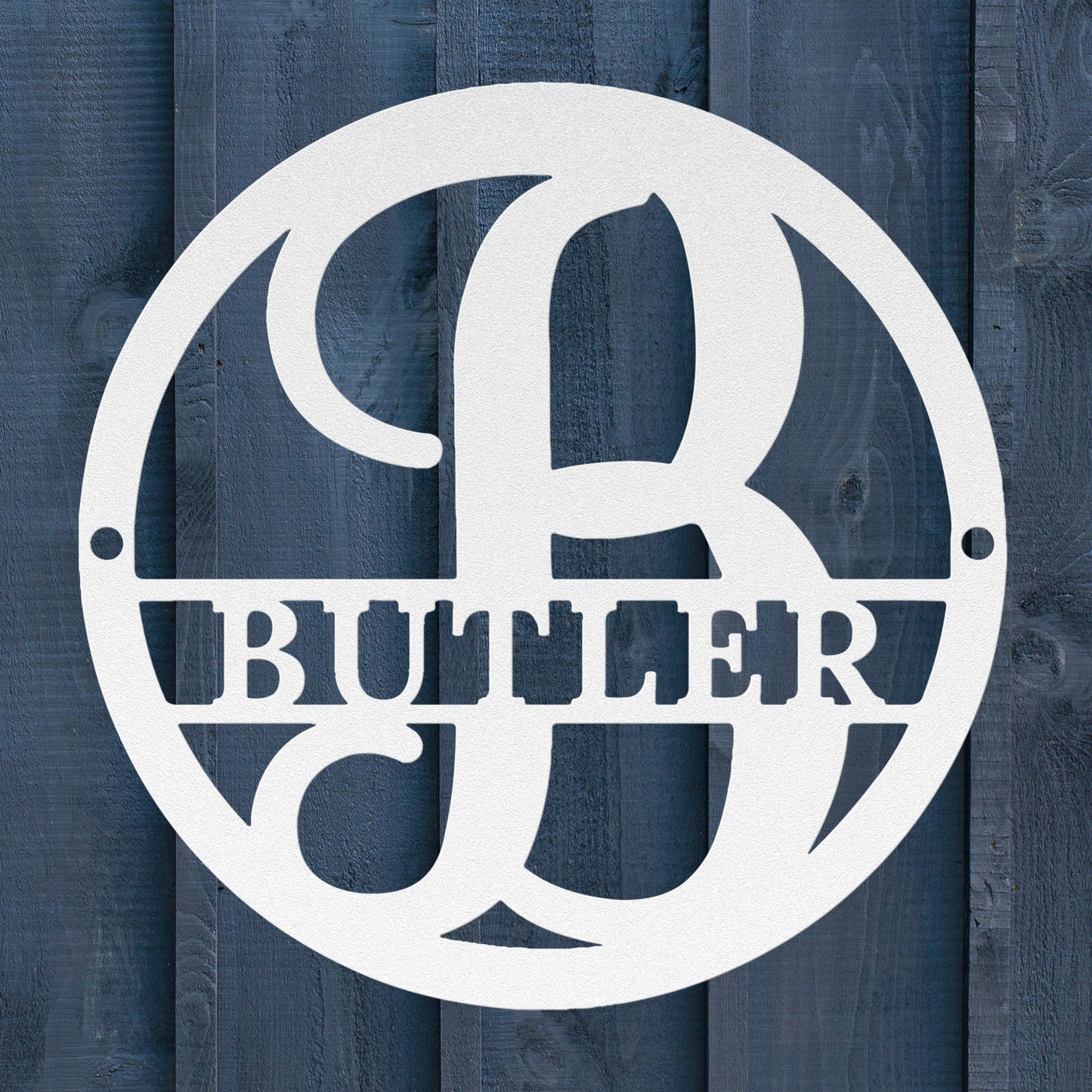 Split Letter Circle Monogram Metal Sign - BullyBellyMetal Sign