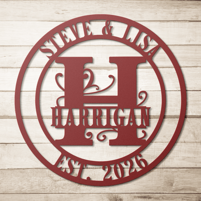 Split Letter Monogram Wedding Sign – Personalized Metal Wall Art - BullyBellyMetal Sign