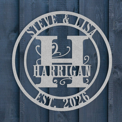 Split Letter Monogram Wedding Sign – Personalized Metal Wall Art - BullyBellyMetal Sign