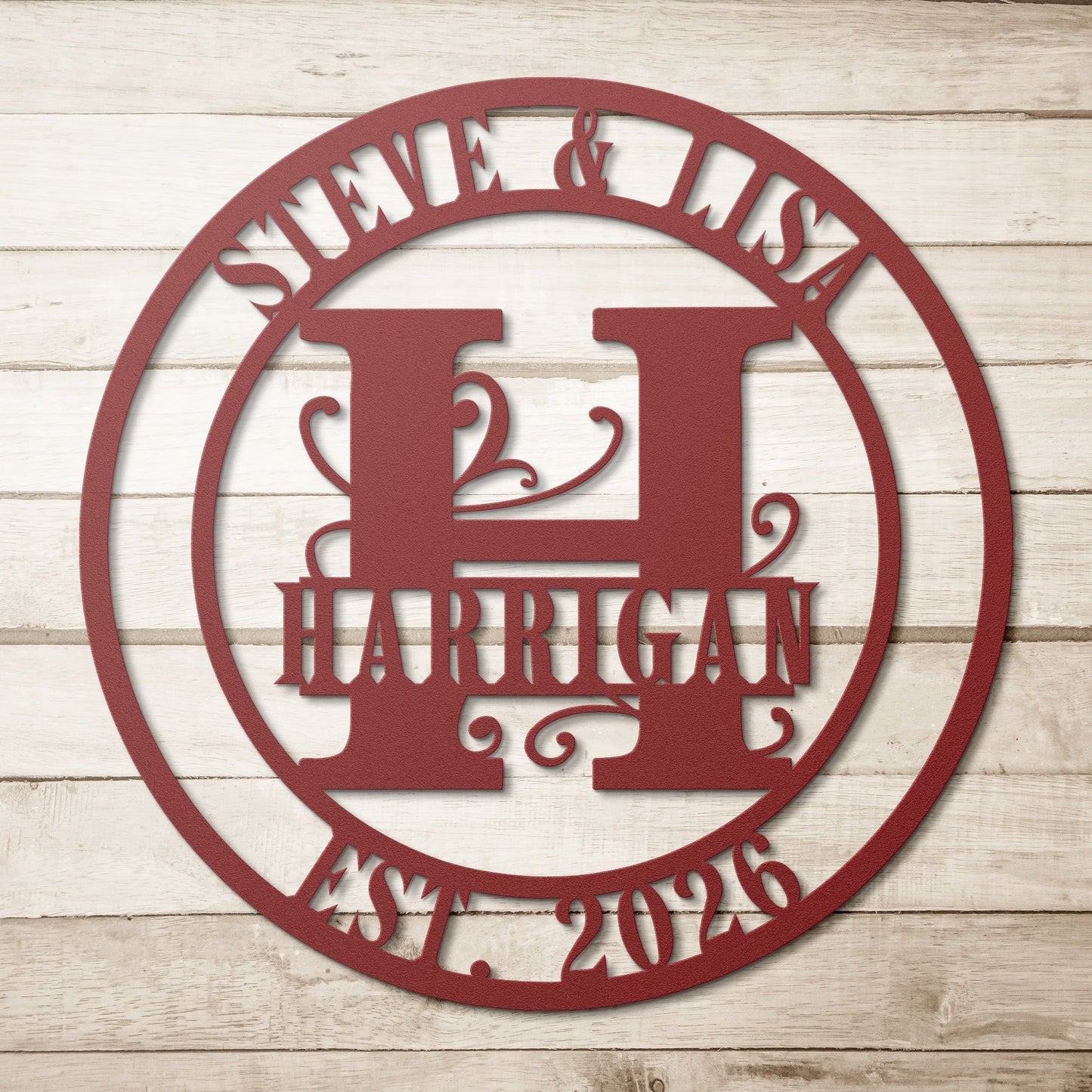 Split Letter Monogram Wedding Sign – Personalized Metal Wall Art - BullyBellyMetal Sign