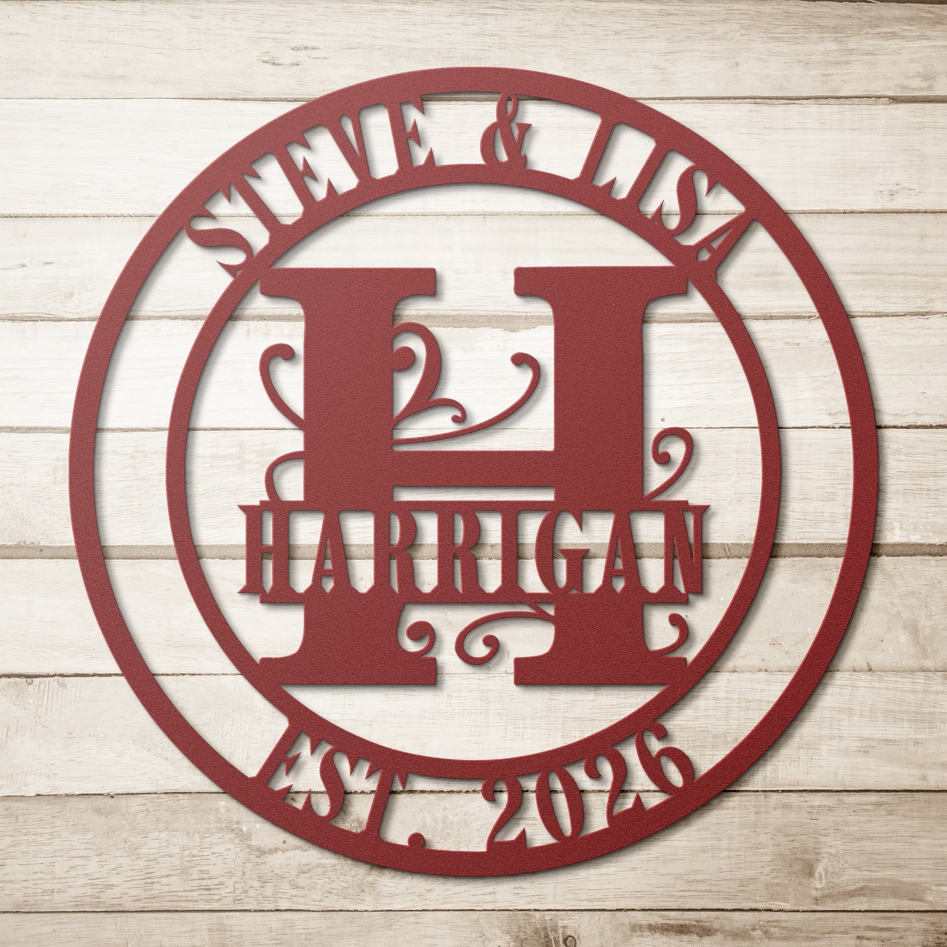 Split Letter Monogram Wedding Sign – Personalized Metal Wall Art - BullyBellyMetal Sign