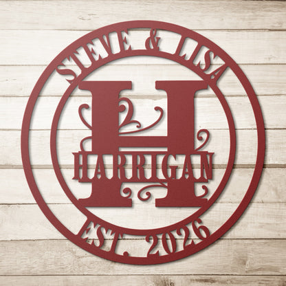 Split Letter Monogram Wedding Sign – Personalized Metal Wall Art - BullyBellyMetal Sign
