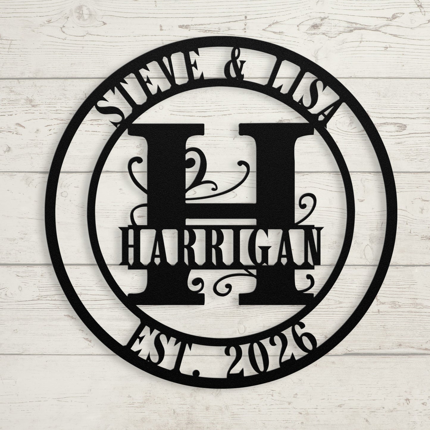 Split Letter Monogram Wedding Sign – Personalized Metal Wall Art - BullyBellyMetal Sign