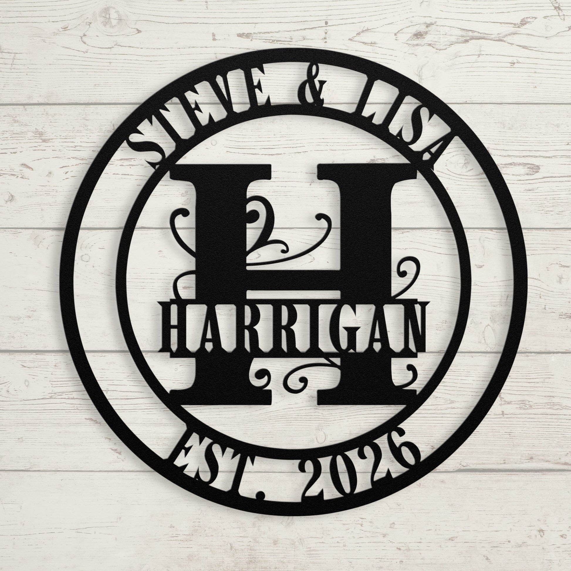 Split Letter Monogram Wedding Sign – Personalized Metal Wall Art - BullyBellyMetal Sign