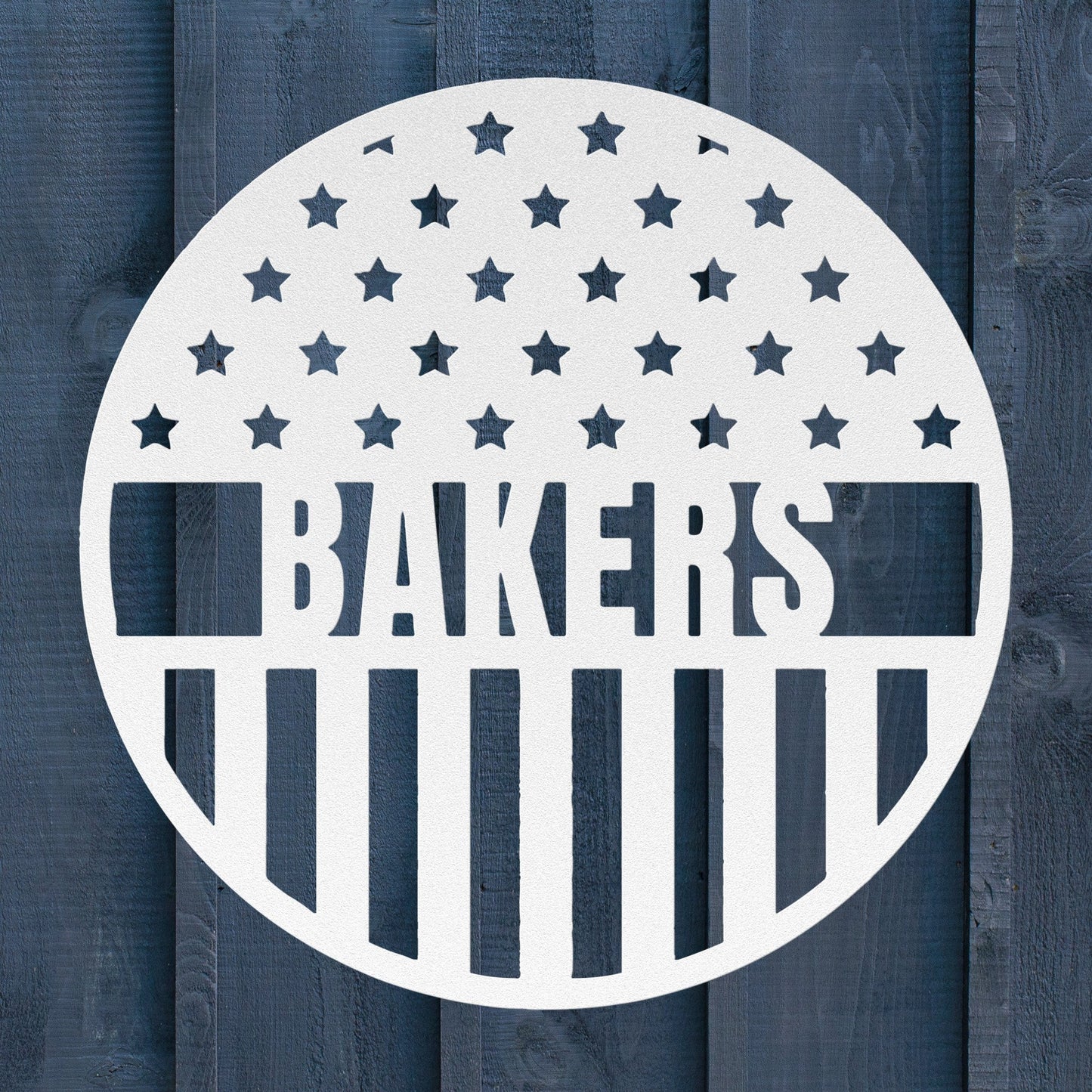 Stars and Stripes Metal Sign – Custom American Flag Family Name Wall Art - BullyBellyMetal Sign