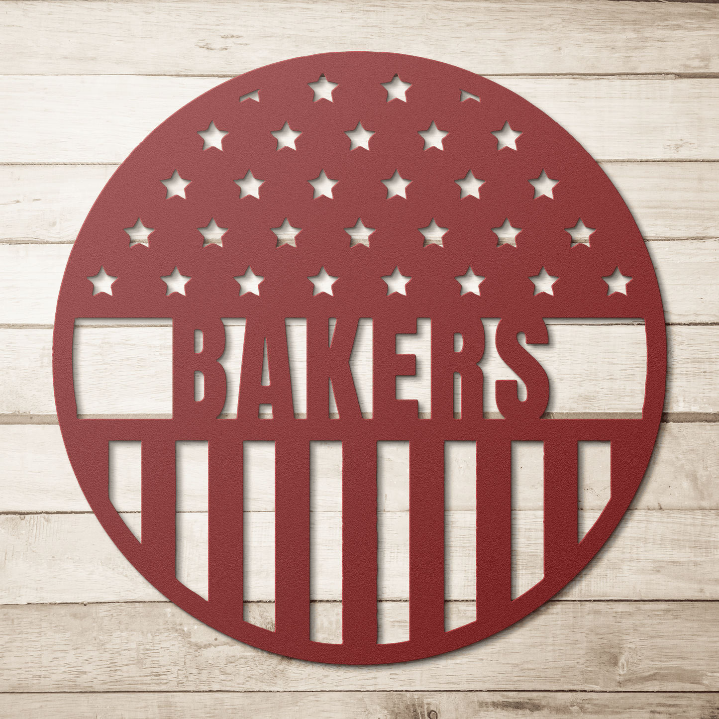 Stars and Stripes Metal Sign – Custom American Flag Family Name Wall Art - BullyBellyMetal Sign