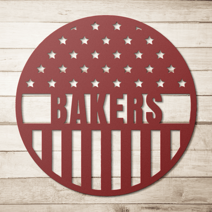 Stars and Stripes Metal Sign – Custom American Flag Family Name Wall Art - BullyBellyMetal Sign