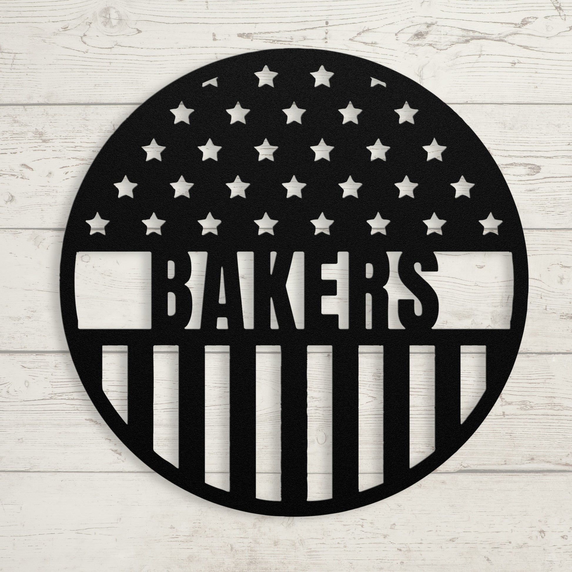 Stars and Stripes Metal Sign – Custom American Flag Family Name Wall Art - BullyBellyMetal Sign