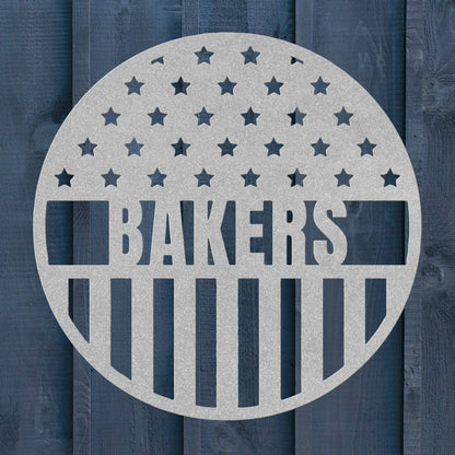 Stars and Stripes Metal Sign – Custom American Flag Family Name Wall Art - BullyBellyMetal Sign