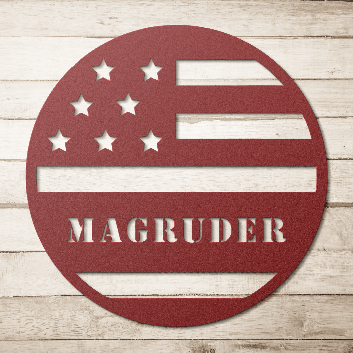 Stars and Stripes Metal Sign – Custom Family Name Patriotic Wall Art for Home & Porch - BullyBellyMetal Sign