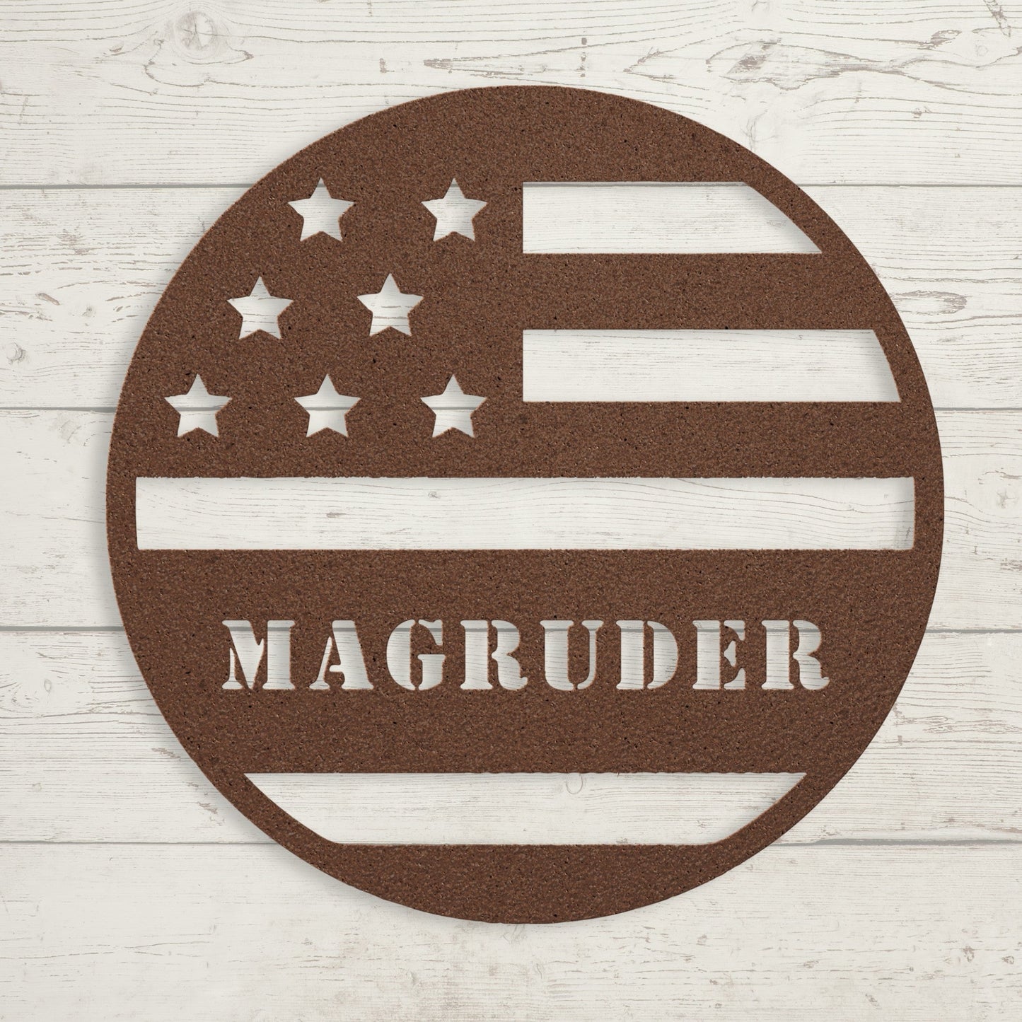 Stars and Stripes Metal Sign – Custom Family Name Patriotic Wall Art for Home & Porch - BullyBellyMetal Sign
