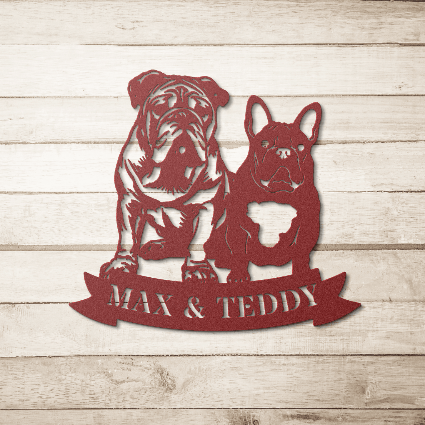 Step Brothers Forever: English and French Bulldog Duo - BullyBellyMetal Sign