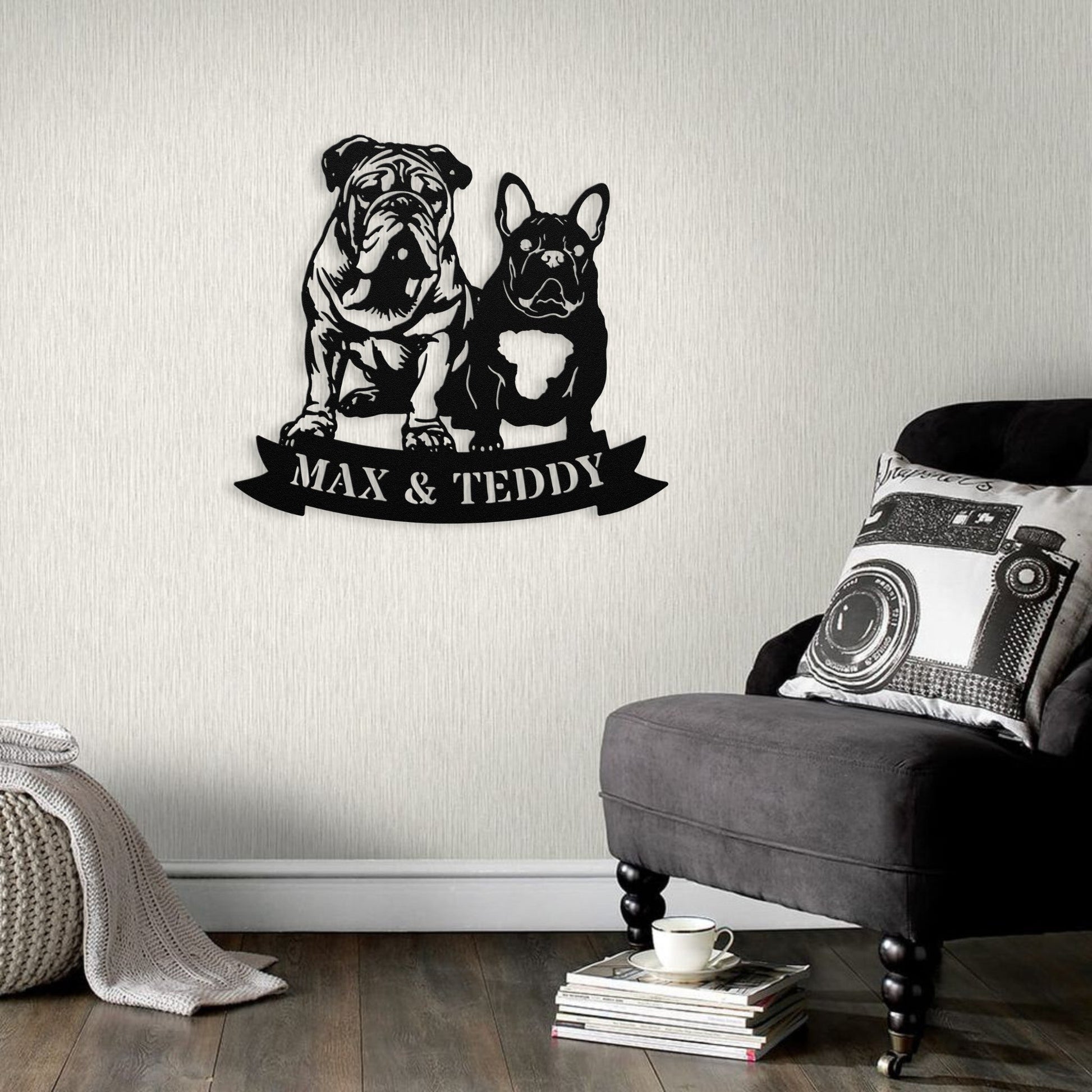 Step Brothers Forever: English and French Bulldog Duo - BullyBellyMetal Sign