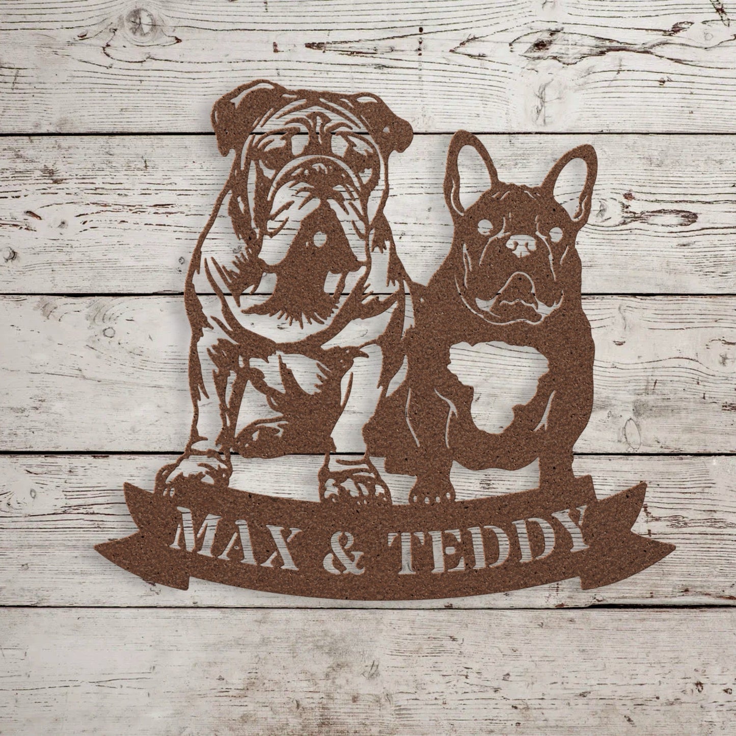 Step Brothers Forever: English and French Bulldog Duo - BullyBellyMetal Sign
