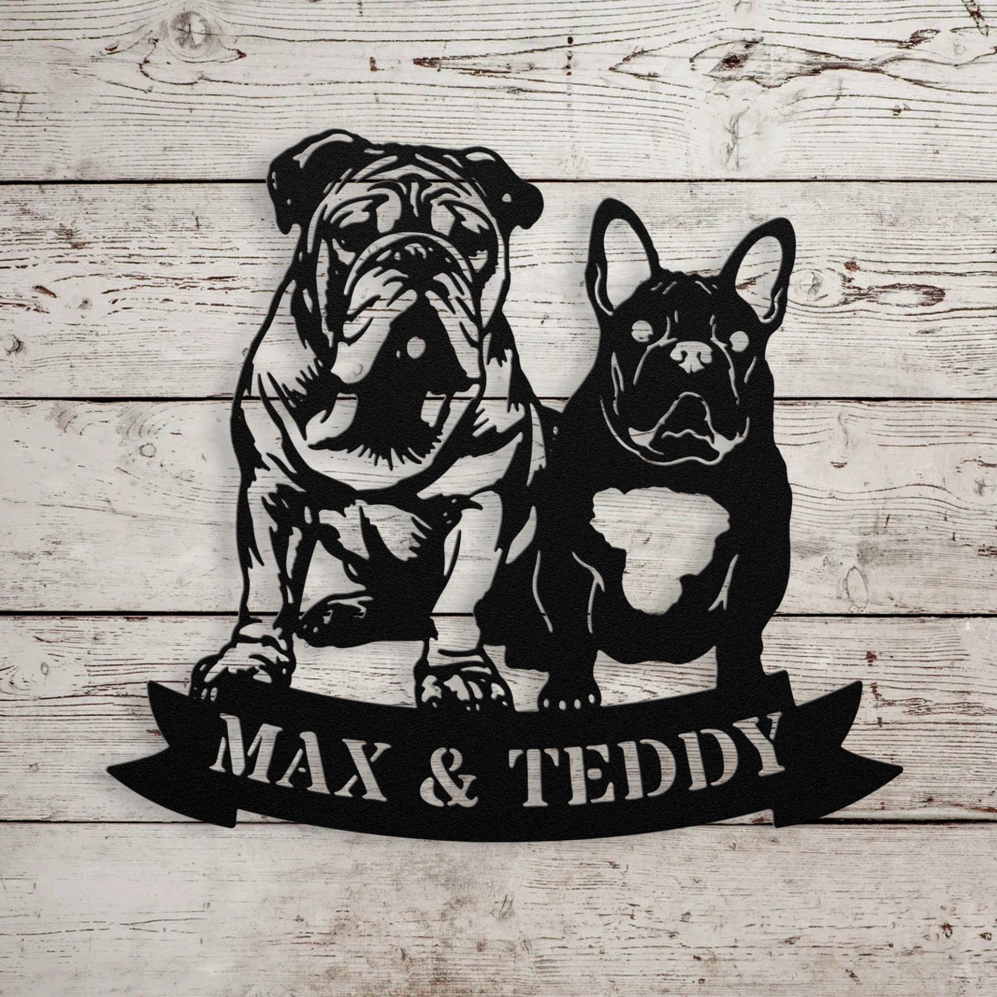 Step Brothers Forever: English and French Bulldog Duo - BullyBellyMetal Sign