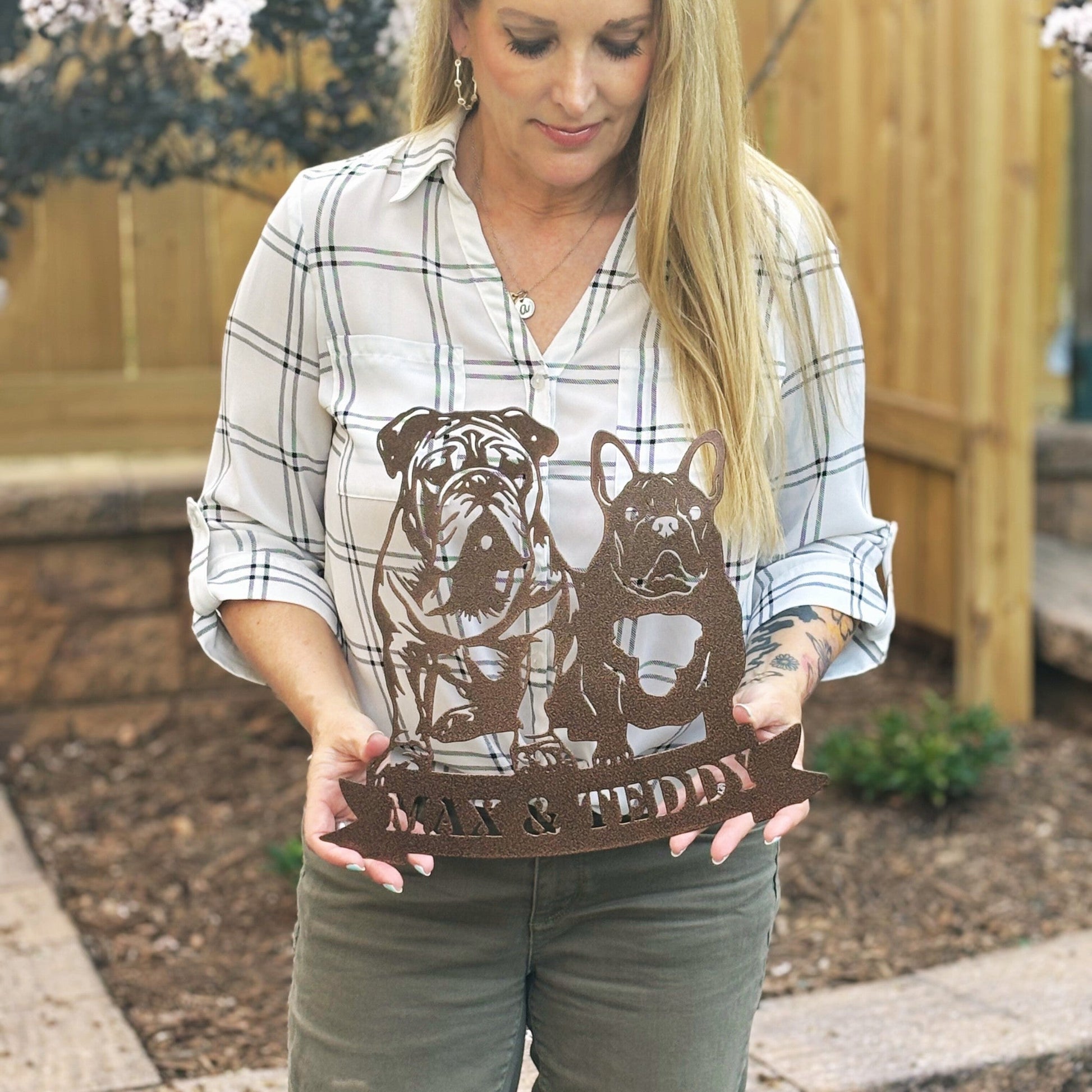 Step Brothers Forever: English and French Bulldog Duo - BullyBellyMetal Sign