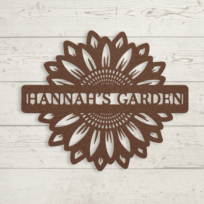 Sunflower Metal Sign – Custom Garden & Memorial Wall Art with Name or Message - BullyBellyMetal Sign