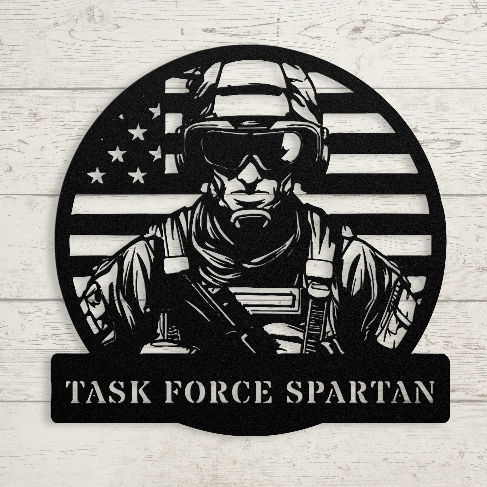 Tactical Soldier Metal Sign – Custom Military Wall Art with American Flag for Unit, Office or Home - BullyBellyMetal Sign