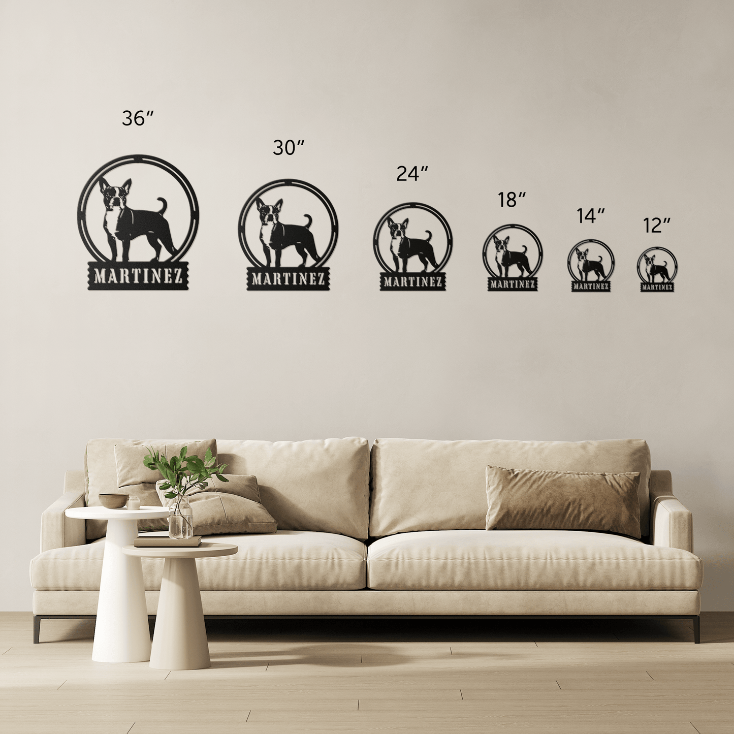 Terrier Charm: Personalized Boston Terrier Sign Metal Wall Sign - BullyBellyMetal Sign