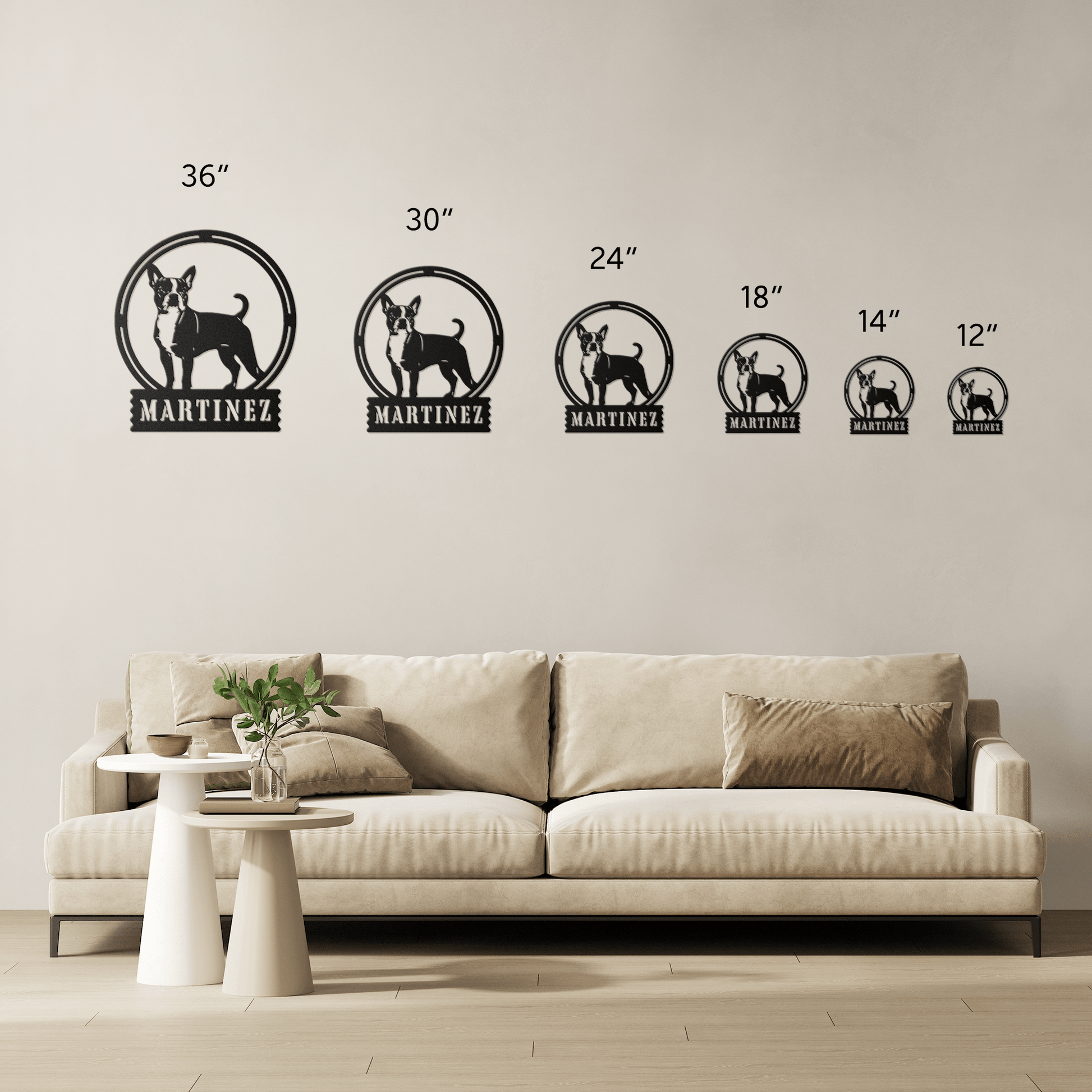 Terrier Charm: Personalized Boston Terrier Sign Metal Wall Sign - BullyBellyMetal Sign