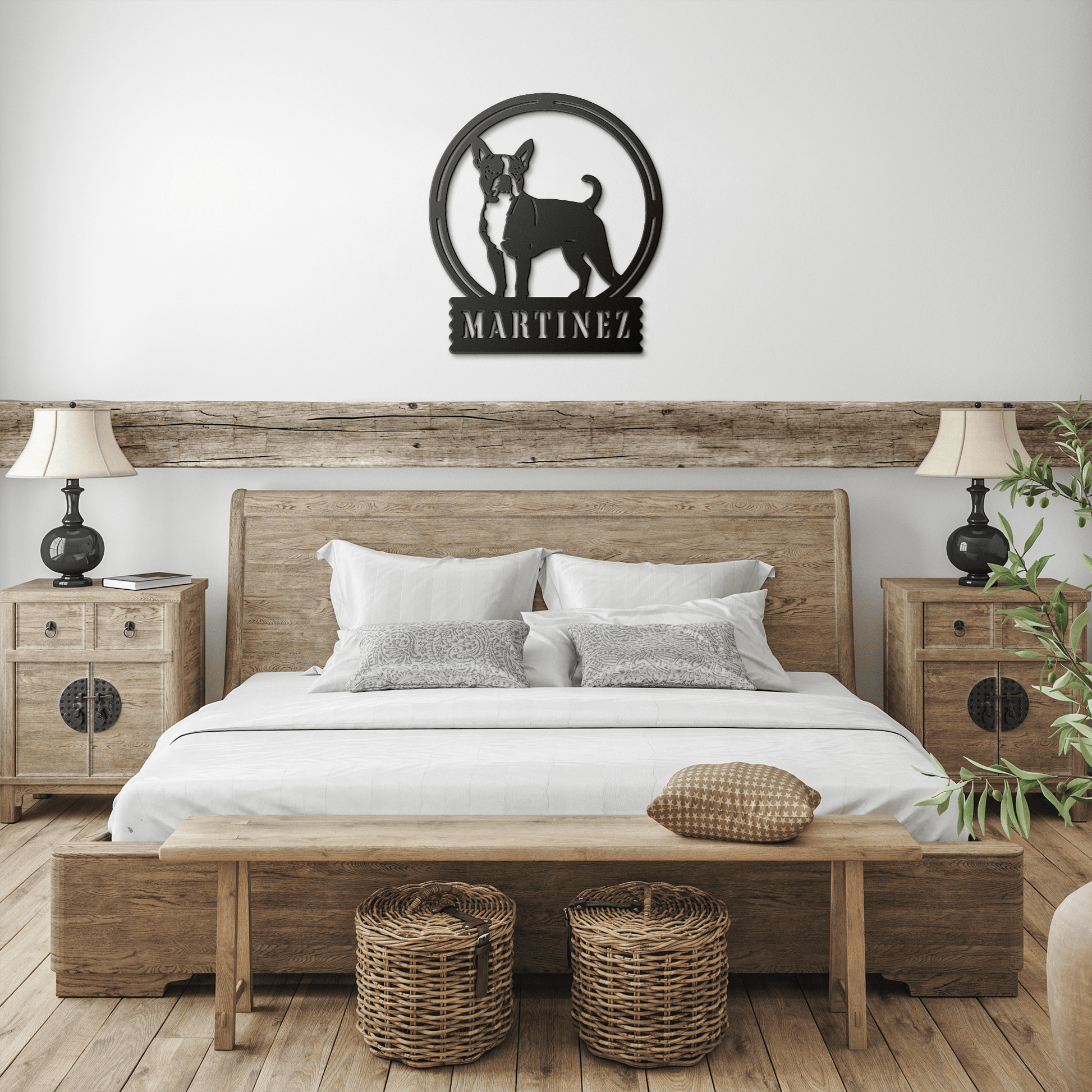 Terrier Charm: Personalized Boston Terrier Sign Metal Wall Sign - BullyBellyMetal Sign