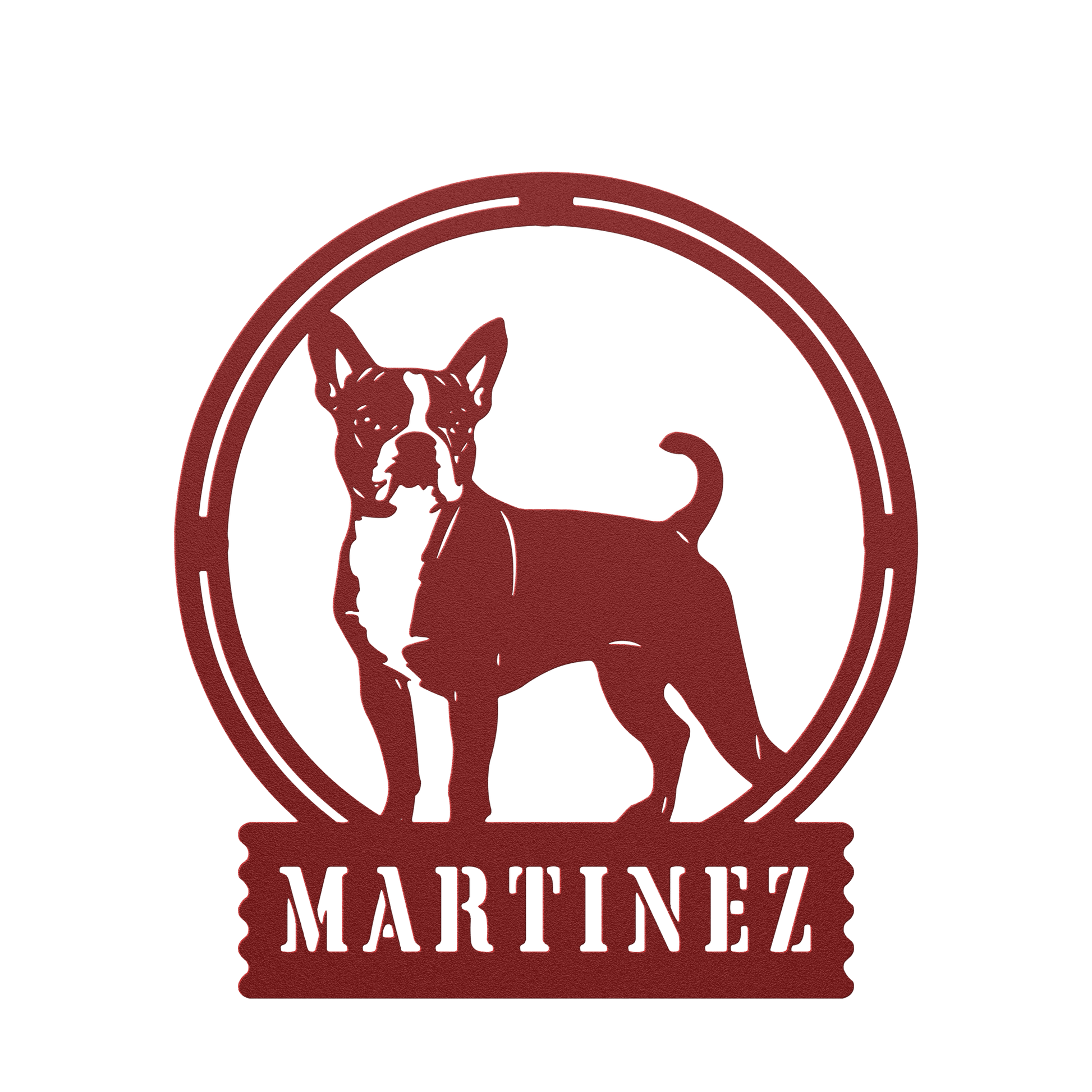 Terrier Charm: Personalized Boston Terrier Sign Metal Wall Sign - BullyBellyMetal Sign