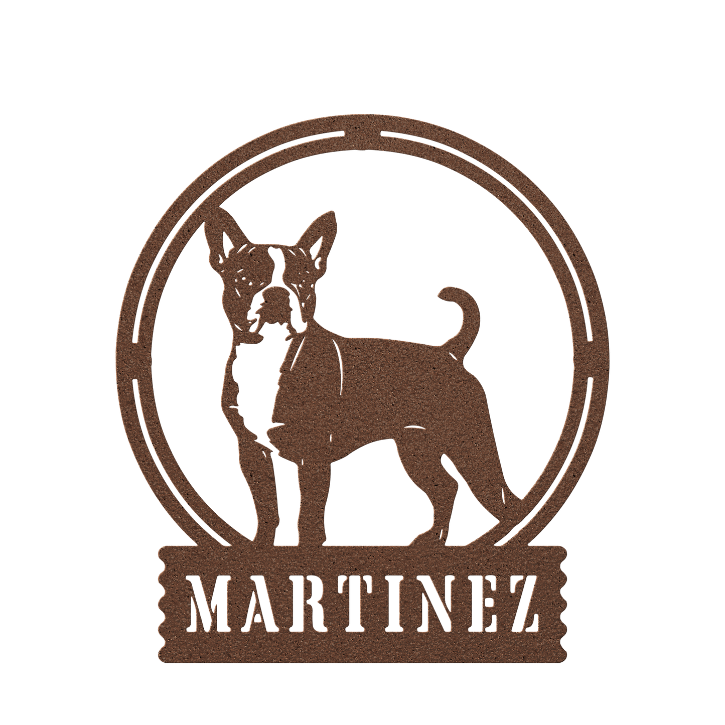 Terrier Charm: Personalized Boston Terrier Sign Metal Wall Sign - BullyBellyMetal Sign
