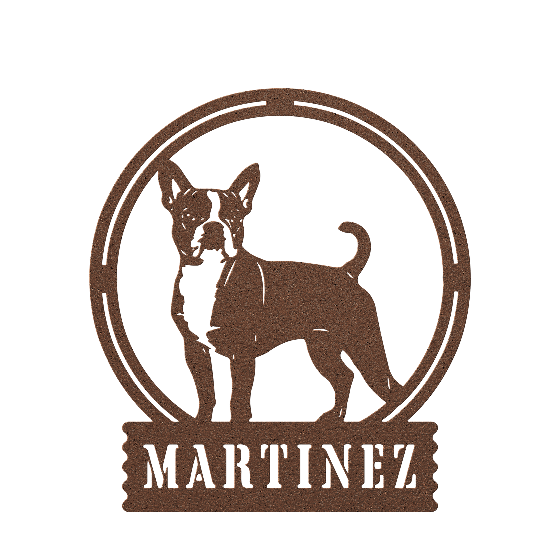 Terrier Charm: Personalized Boston Terrier Sign Metal Wall Sign - BullyBellyMetal Sign