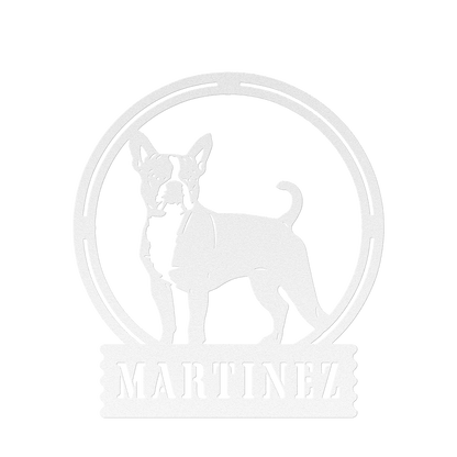Terrier Charm: Personalized Boston Terrier Sign Metal Wall Sign - BullyBellyMetal Sign