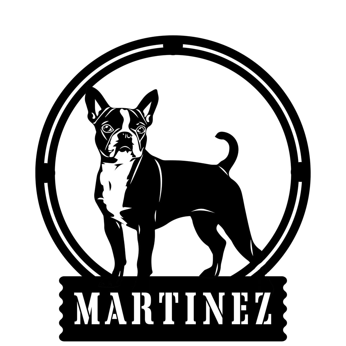 Terrier Charm: Personalized Boston Terrier Sign - BullyBellyBoston Terrier